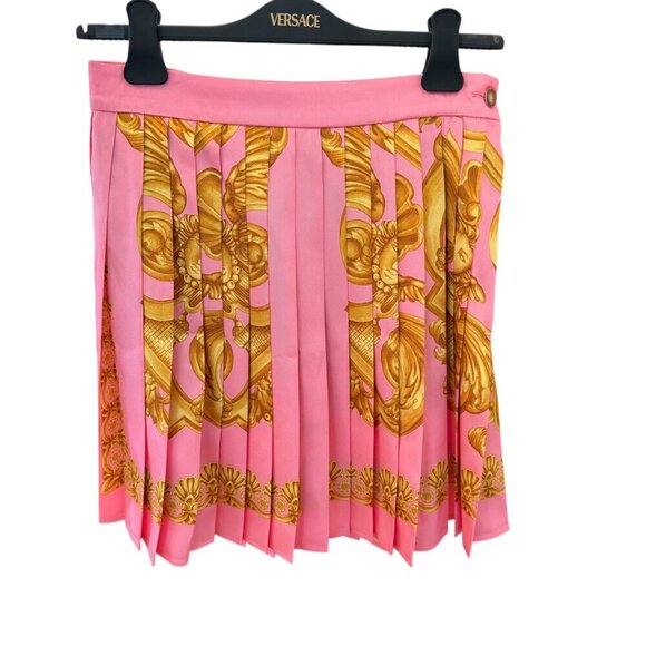 Versace Heritage Print Pleated Mini Skirt, 42 (US 6) 44 (US 8), NWT Retail 1850 - Picture 3 of 12